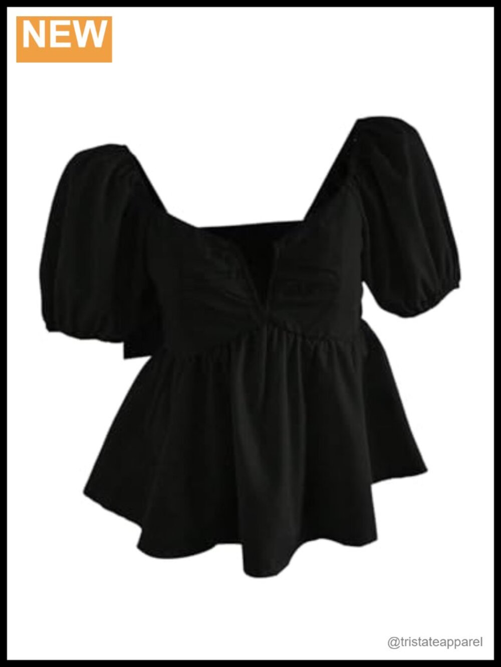 Puff Sleeve Ruffle Blouse Babydoll Peplum Top Women's Short Sleeve